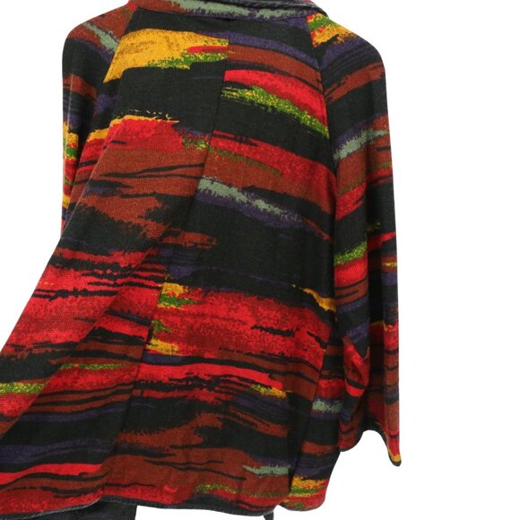 Ali Miles Southwestern Aztec Faux Leather Trim Cowl Neck Cardigan Sweater 2X - Picture 7 of 7